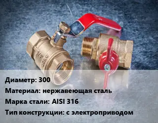 Кран металлический 300 нержавеющая сталь Сталь: AISI 316 с электроприводом